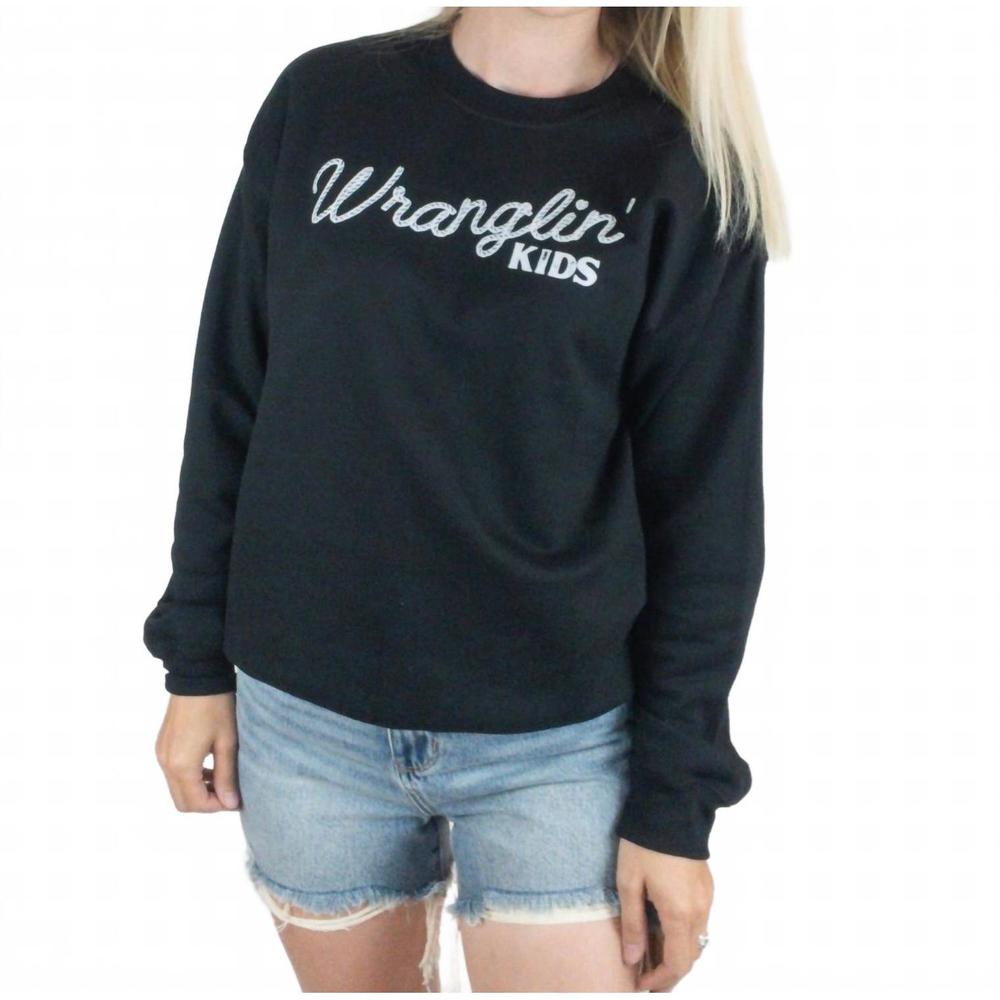 NEW 208 TEES wranglin' kids sweatshirt in black